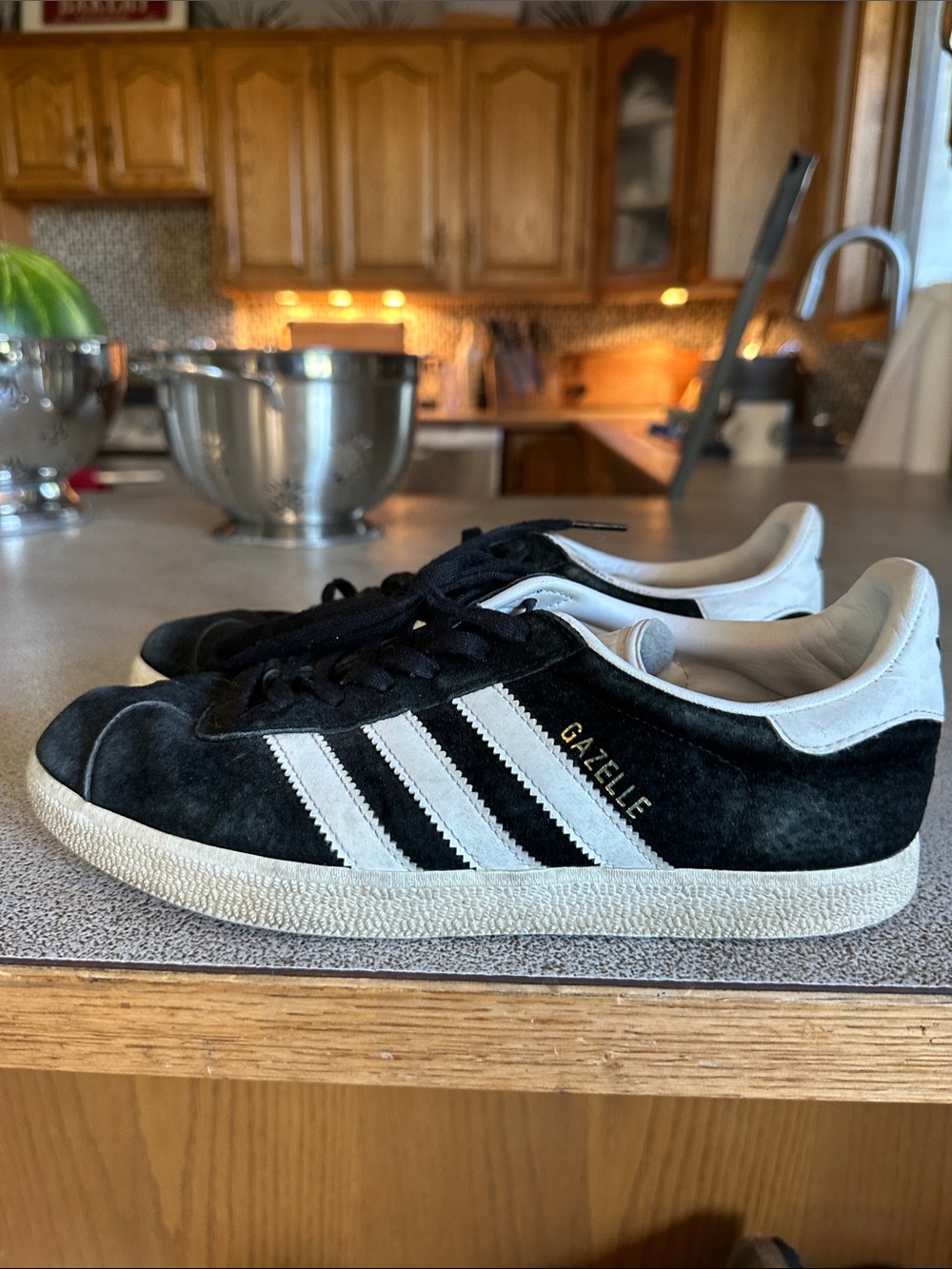 adidas Gazelle Black and White Suede Sneakers